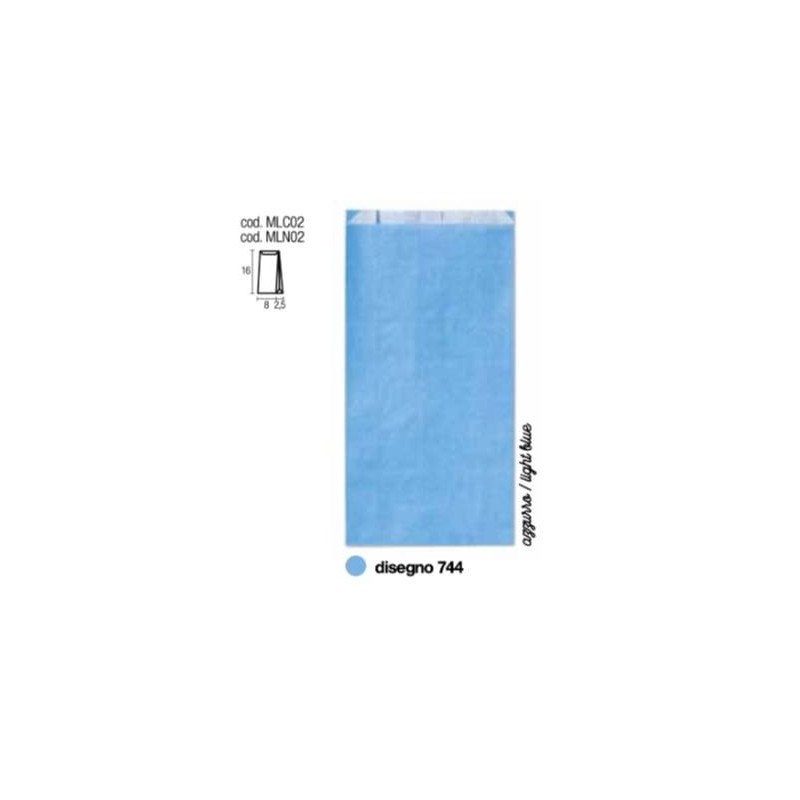 BUSTE REGALO CARTA SEALING AZZURRO 744 8+2,5x16cm 100pz PER ALIMENTI