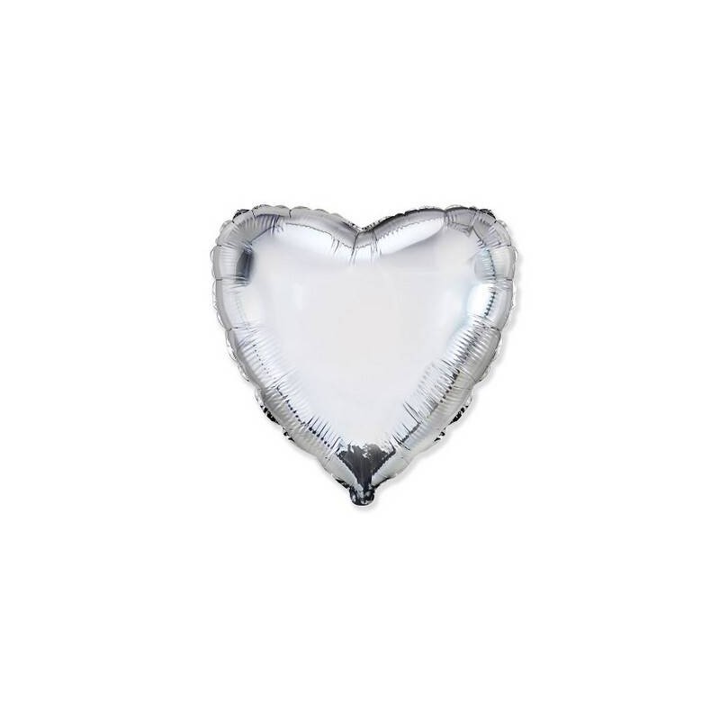 PALLONE MYLAR CUORE ARGENTO METAL 18 46cm 1pz RC