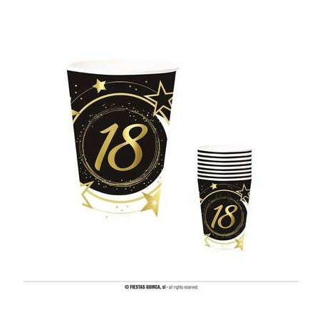 BICCHIERI IN CARTA 240ml COMPLEANNO 18ANNI 6pz