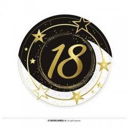 PIATTO IN CARTA ø23cm COMPLEANNO 18ANNI 6pz