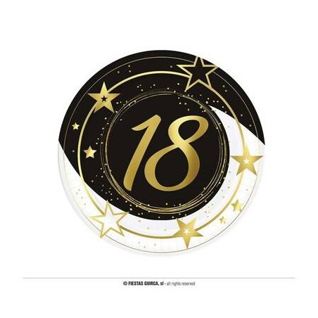PIATTO IN CARTA ø23cm COMPLEANNO 18ANNI 6pz
