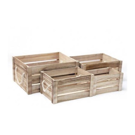 CASSETTA IN LEGNO C/MANICI IN CORDA 41x31x20cm 1/4