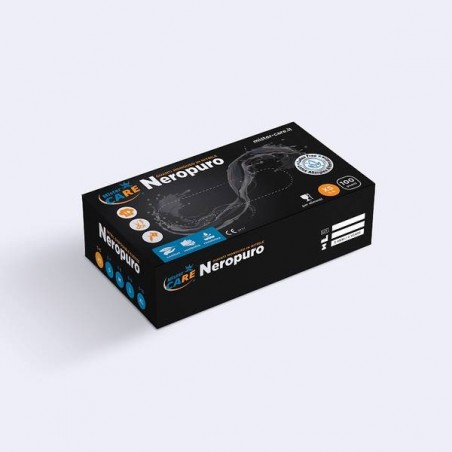 Mr.Care - GUANTI NITRILE NEROPURO SENZA POLVERE 100pz TG.S
