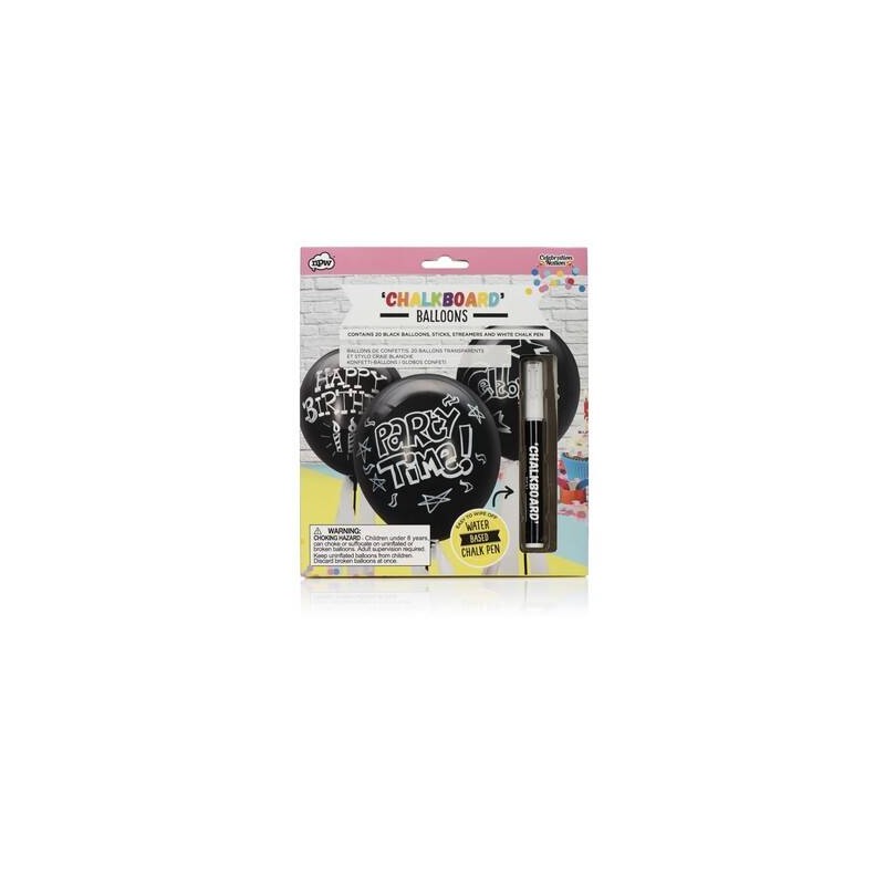 PALLONCINI LATTICE NERO LAVAGNA SCRIVIBILI C/GESSO BIANCO 20pz