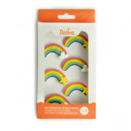 DECORAZIONI IN ZUCCHERO ARCOBALENO 4,5cm 6pz