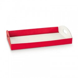 VASSOIO CARTONCINO C/MANIGLIE 43,5x29x4,5cm LINO ROSSO