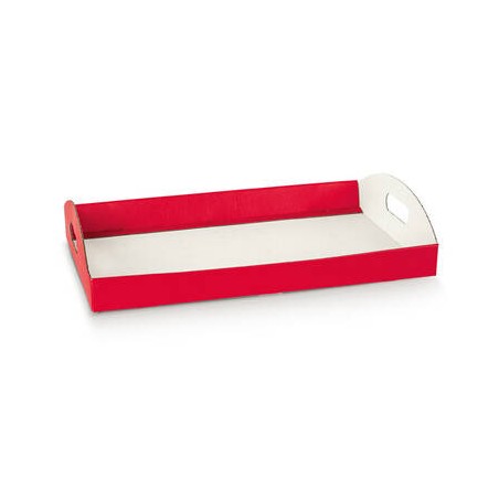 VASSOIO CARTONCINO C/MANIGLIE 43,5x29x4,5cm LINO ROSSO