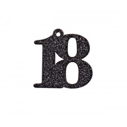 DECORAZIONE 18 LEGNO GLITTER NERO DA APPENDERE 3,5cm 12pz