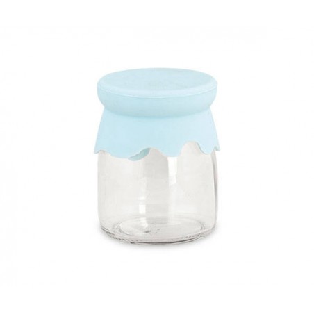 BARATTOLO VETRO ø55x75 COP. SILICONE AZZURRO