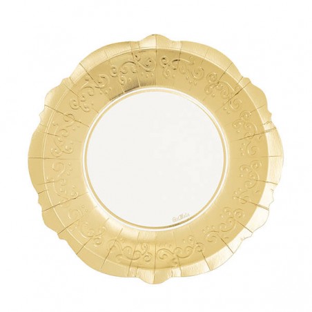 PIATTI LIBERTY ø27cm BIANCO BORDO ORO 8pz