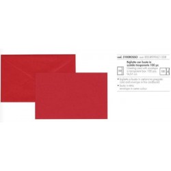 BIGLIETTI + BUSTA 9x14cm PREGIATO ROSSO 100pz