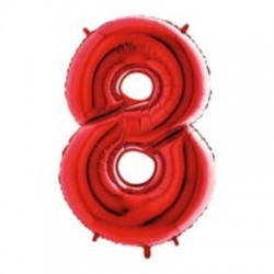 PALLONE NUMERO 8 MYLAR 102cm 40 ROSSO