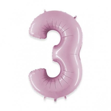PALLONE NUMERO 3 MYLAR 102cm 40 ROSA