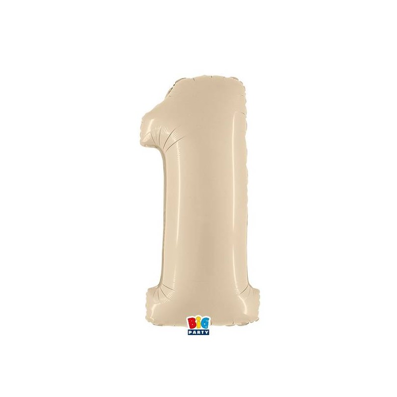 PALLONE NUMERO 1 MYLAR 102cm 40 CREMA