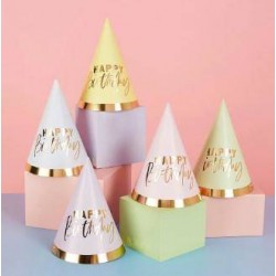 CAPPELLINO COLORI PASTELLO ASSORTITI 'HAPPY BIRTHDAY'