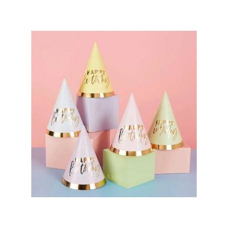CAPPELLINO COLORI PASTELLO ASSORTITI 'HAPPY BIRTHDAY'