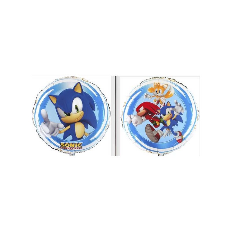 PALLONE MYLAR SONIC THE HEDGEHOG TONDO 18 43cm C/FILO E PESETTO