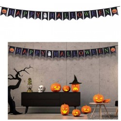 FESTONE NERO CON ZUCCHE  HAPPY HALLOWEEN 15x20cm 3mt