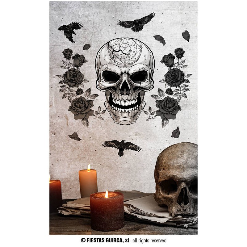 DECORAZIONI ADESIVE PARETE 25x70cm TESCHIO