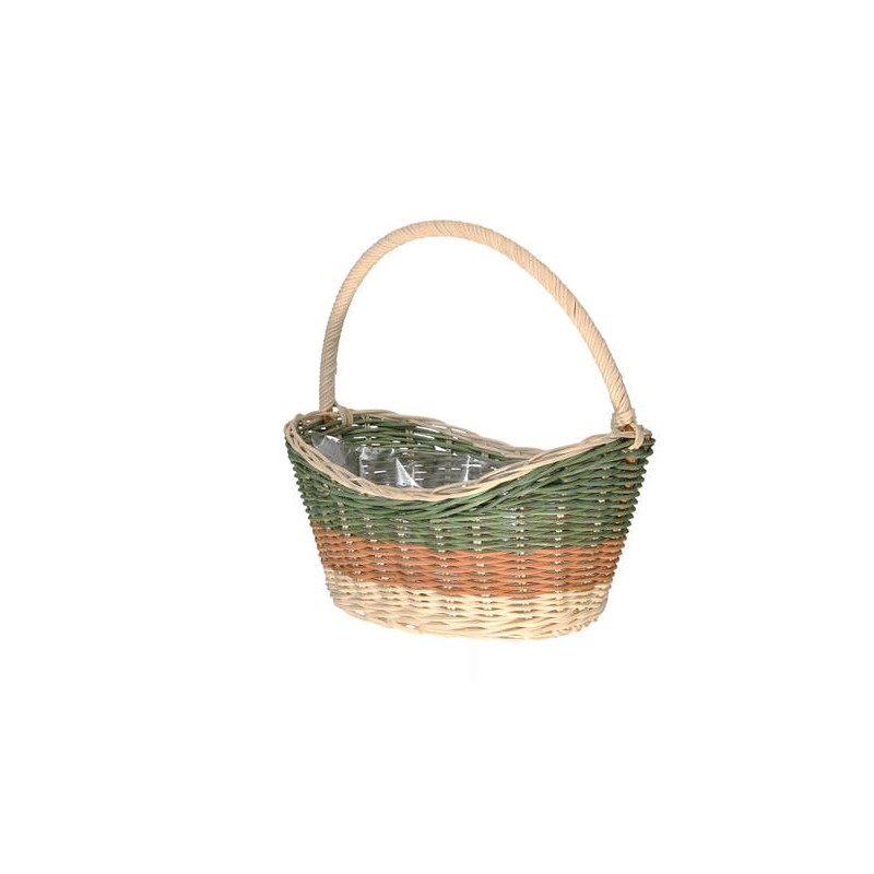 CESTO RATTAN OVALE 3 COLORI CON MANICO Ø25x18cm