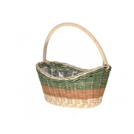 CESTO RATTAN OVALE 3 COLORI CON MANICO Ø25x18cm