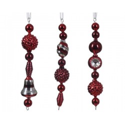 APPENDINO h15cm GHIRLANDA VETRO ANTICATO BORDEAUX 3pz