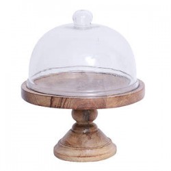 PORTA TORTA ERDEN IN LEGNO CON CUPOLA VETRO 27cm