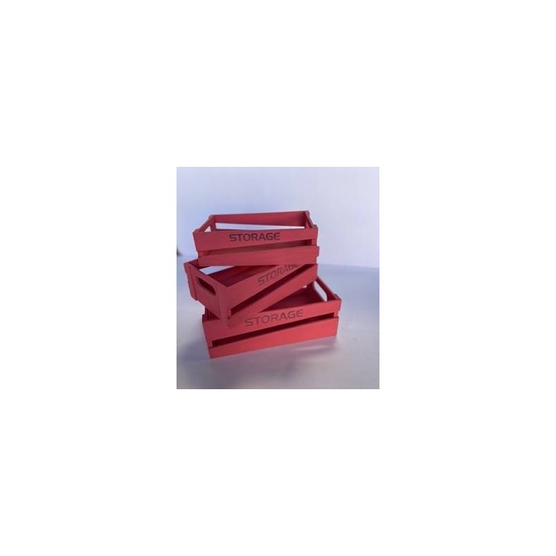 CASSETTA LEGNO STORAGE RED 28x16,5x9cm ROSSA 1/3