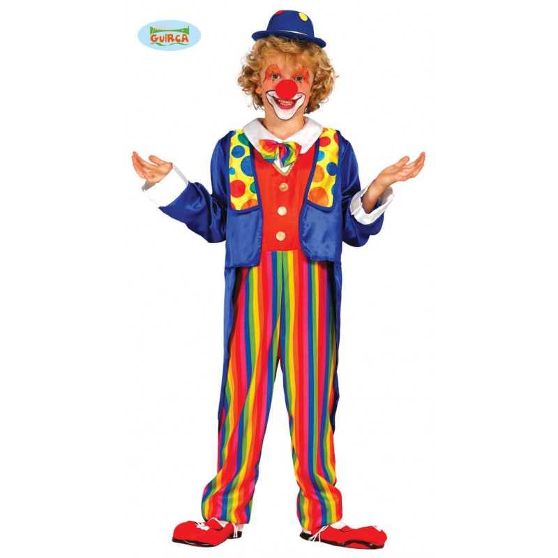 COSTUME CLOWN BAMBINO TUTA CON PAPILLON E GIACCA TG. 7-9 anni