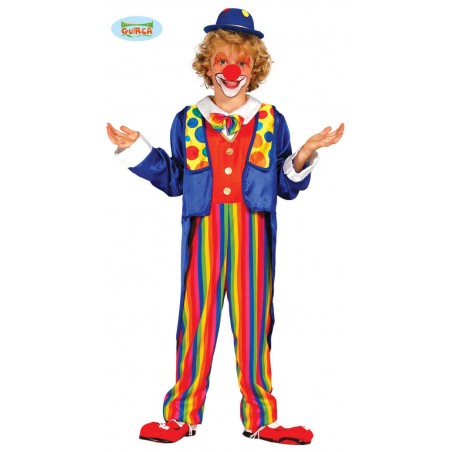 COSTUME CLOWN BAMBINO TUTA CON PAPILLON E GIACCA TG. 7-9 anni
