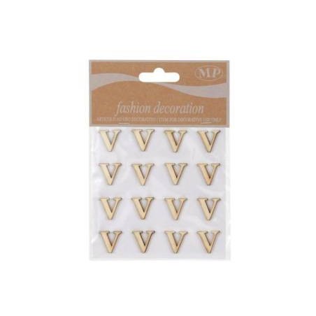 LETTERE 'V' IN LEGNO 10x10cm 16pz