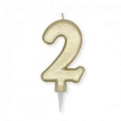 CANDELINA NUMERO 2 PLUMP ORO METAL 10cm