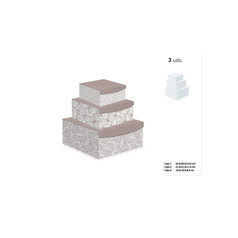 SCATOLE QUADRATE CIPRIA SCURO SET 3pz