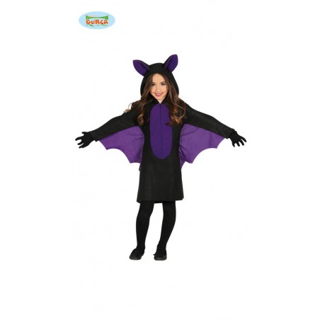 COSTUME BAMBINA PIPISTRELLO CON ALI E CAPPUCCIO 7-9 ANNI