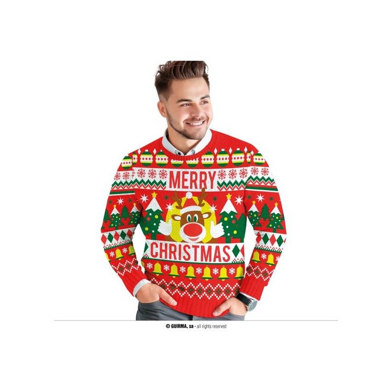 MAGLIONE NATALIZIO UOMO MERRY CHRISTMAS TG.M 48-50