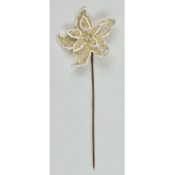 STELLA DI NATALE C/GLITTER CREMA ø5cm 12 pz