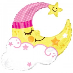 PALLONE MYLAR MEZZA LUNA ROSA PERSONALIZZABILE 91cm