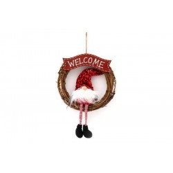 GHIRLANDA WELCOME ELFO CON PAILLETTES 47x31cm