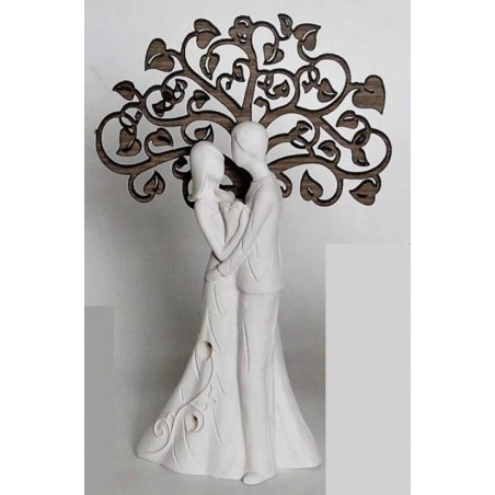 COPPIA SPOSI GRANDE C/ALBERO DELLA VITA LEGNO