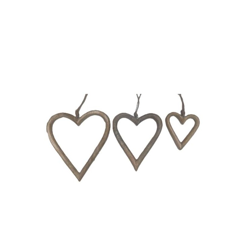 CUORE DI LEGNO C/APPENDINO 30cm