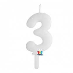 CANDELINA NUMERO 3 TINY PLUMP BIANCO 7cm
