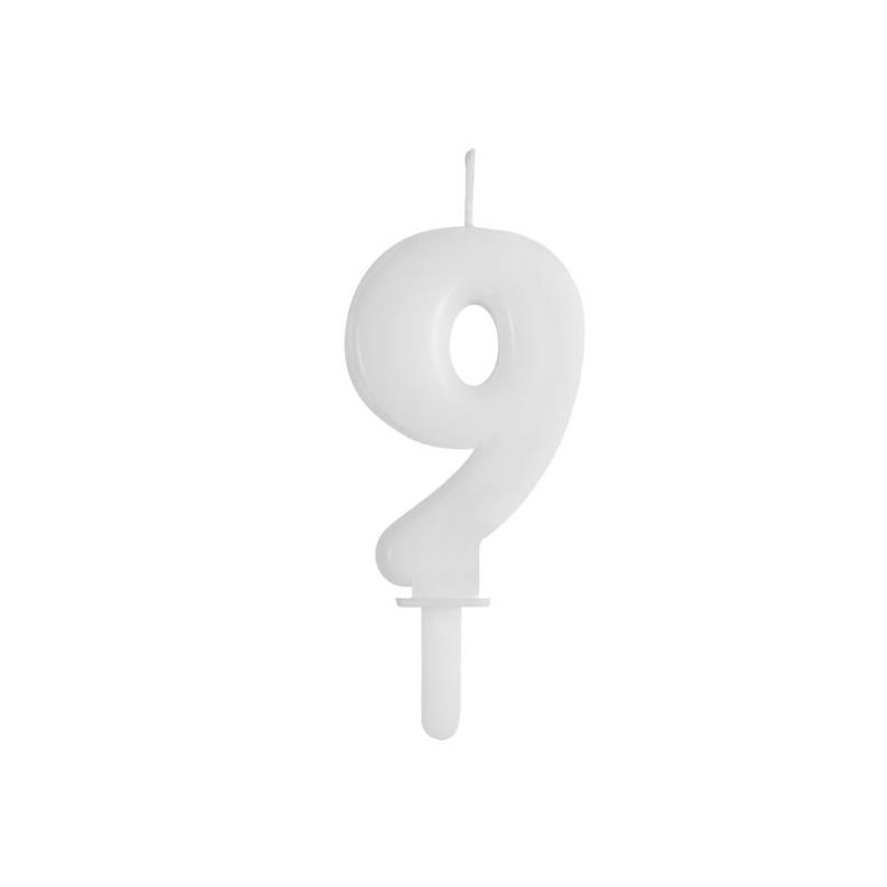 CANDELINA NUMERO 9 TINY PLUMP BIANCO 7cm