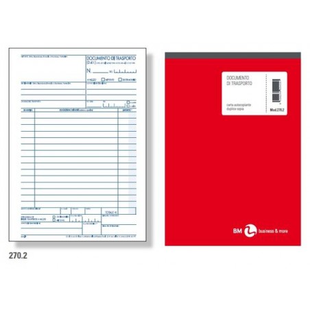 DOCUMENTO DI TRASPORTO 22,5x15cm 2 COPIE BM 50fg
