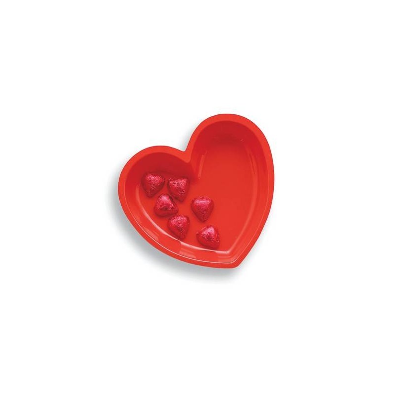 VASSOIO PLASTICA 23cm CUORE ROSSO