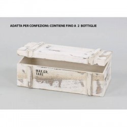 BAULE RETTANGOLARE 38x19x14cm ANTICATO C/SCRITTE