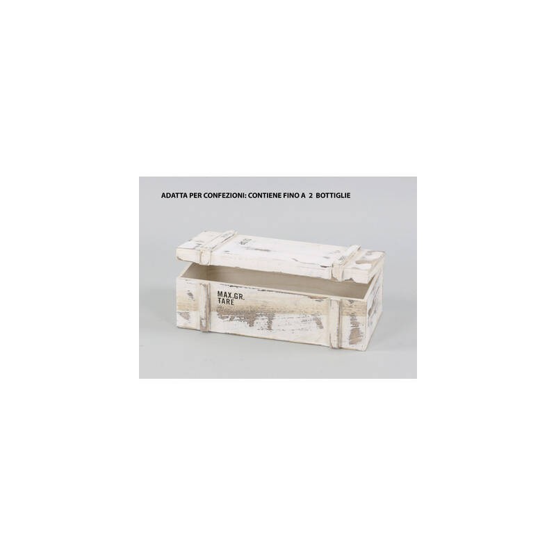 BAULE RETTANGOLARE 38x19x14cm ANTICATO C/SCRITTE