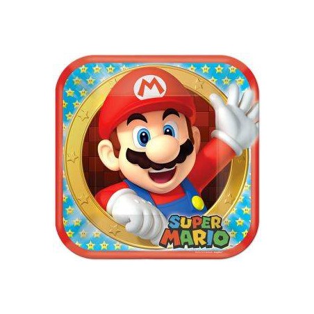 PIATTI QUADRATI SUPER MARIO 8pz
