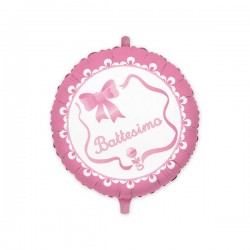 PALLONE MYLAR TONDO IL MIO BATTESIMO ROSA 45cm