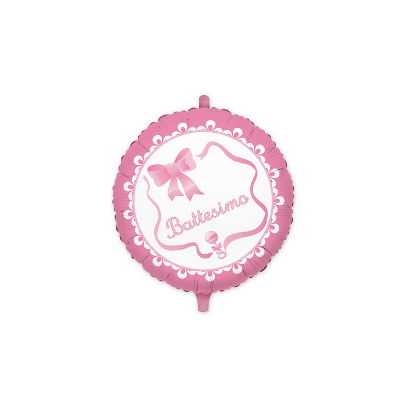 PALLONE MYLAR TONDO IL MIO BATTESIMO ROSA 45cm