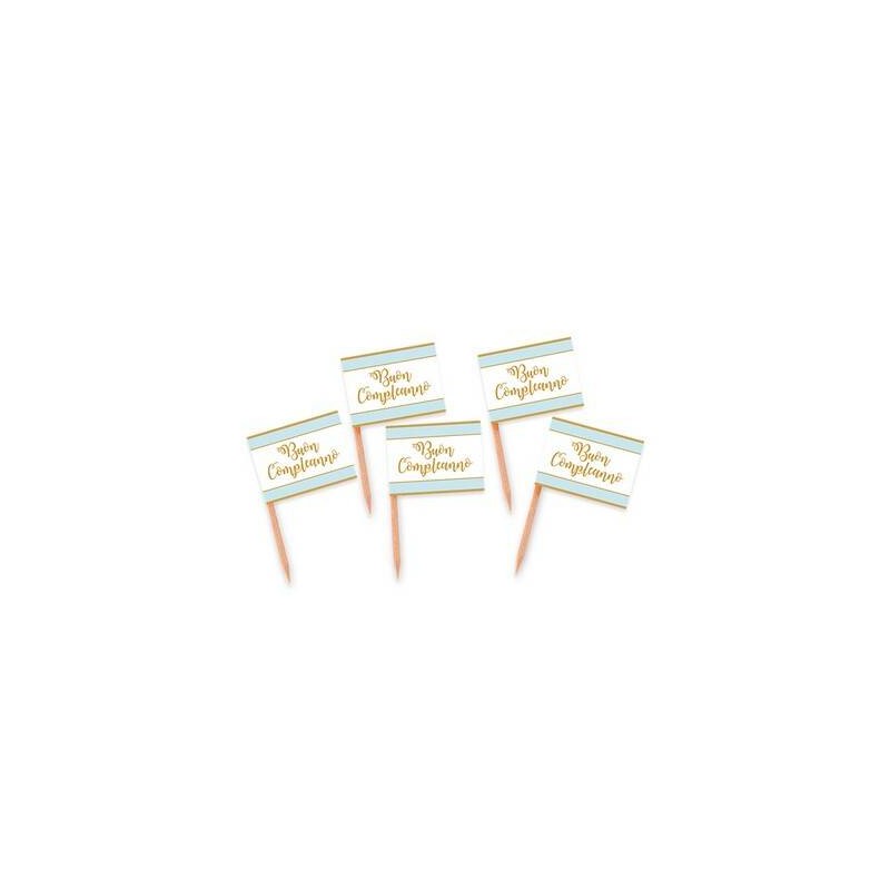 PICKS BUON COMPLEANNO CHIC CELESTE 25pz